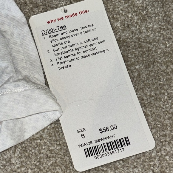Lululemon Drish Tee NWT size 6 - Picture 5 of 6